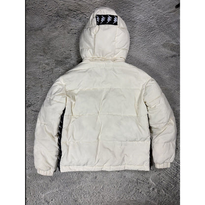 Kappa vintage down jacket hooded white side striped
