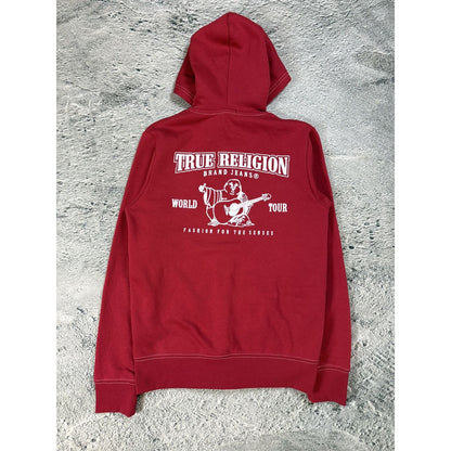 True Religion vintage red zip hoodie logo Y2K