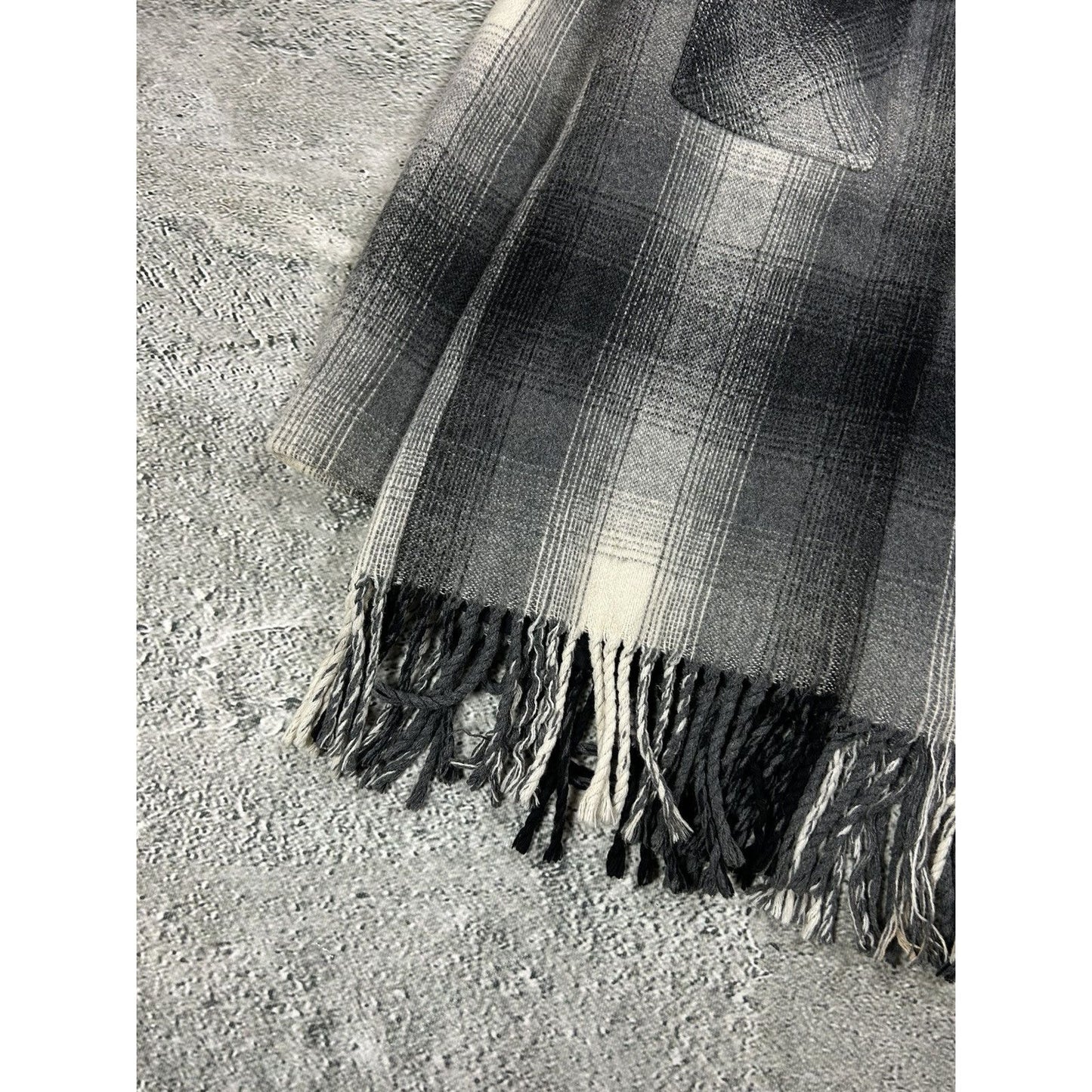 Alexander Wang coat plaid wool grey with fringes