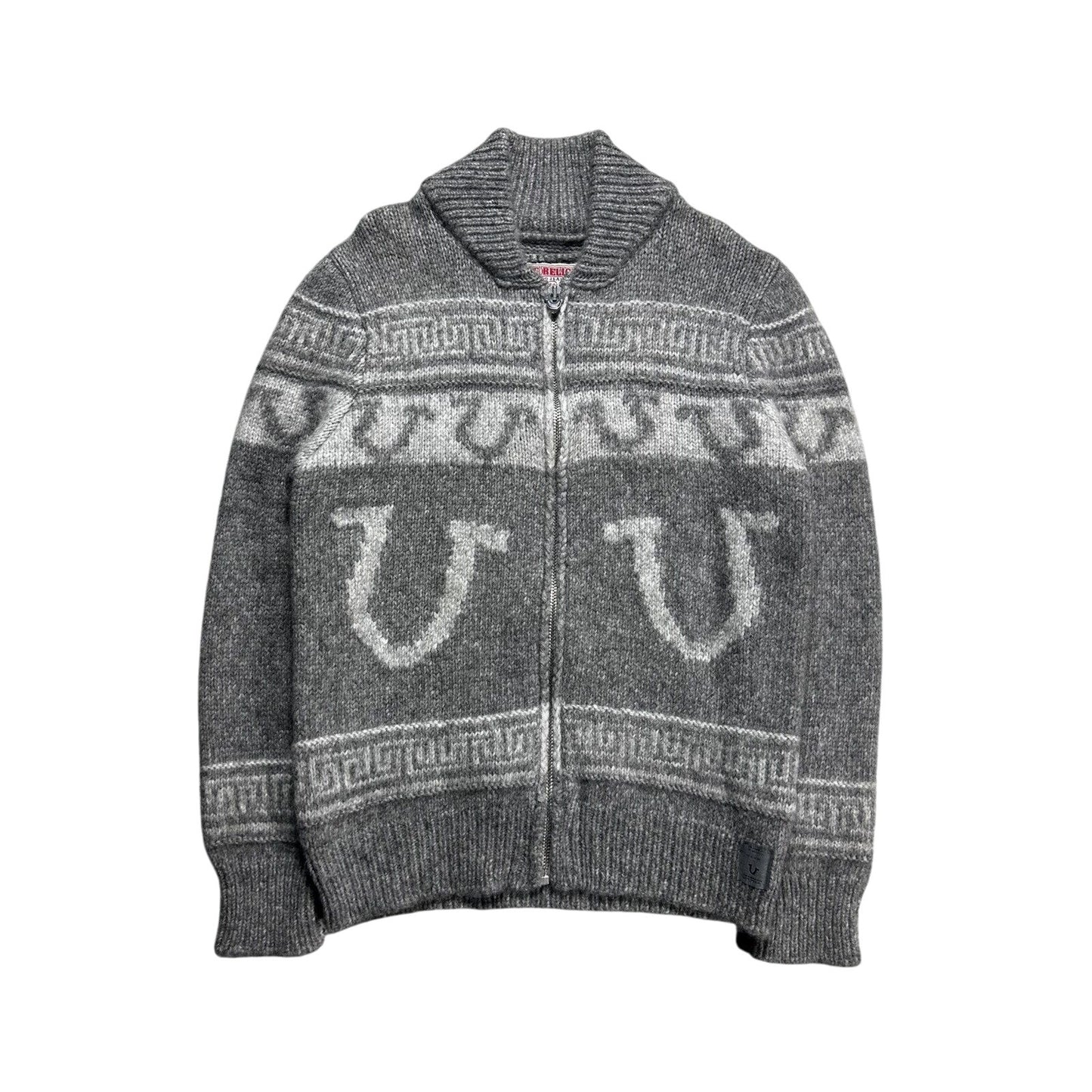 True Religion vintage grey zip sweater Y2K alpaca merino