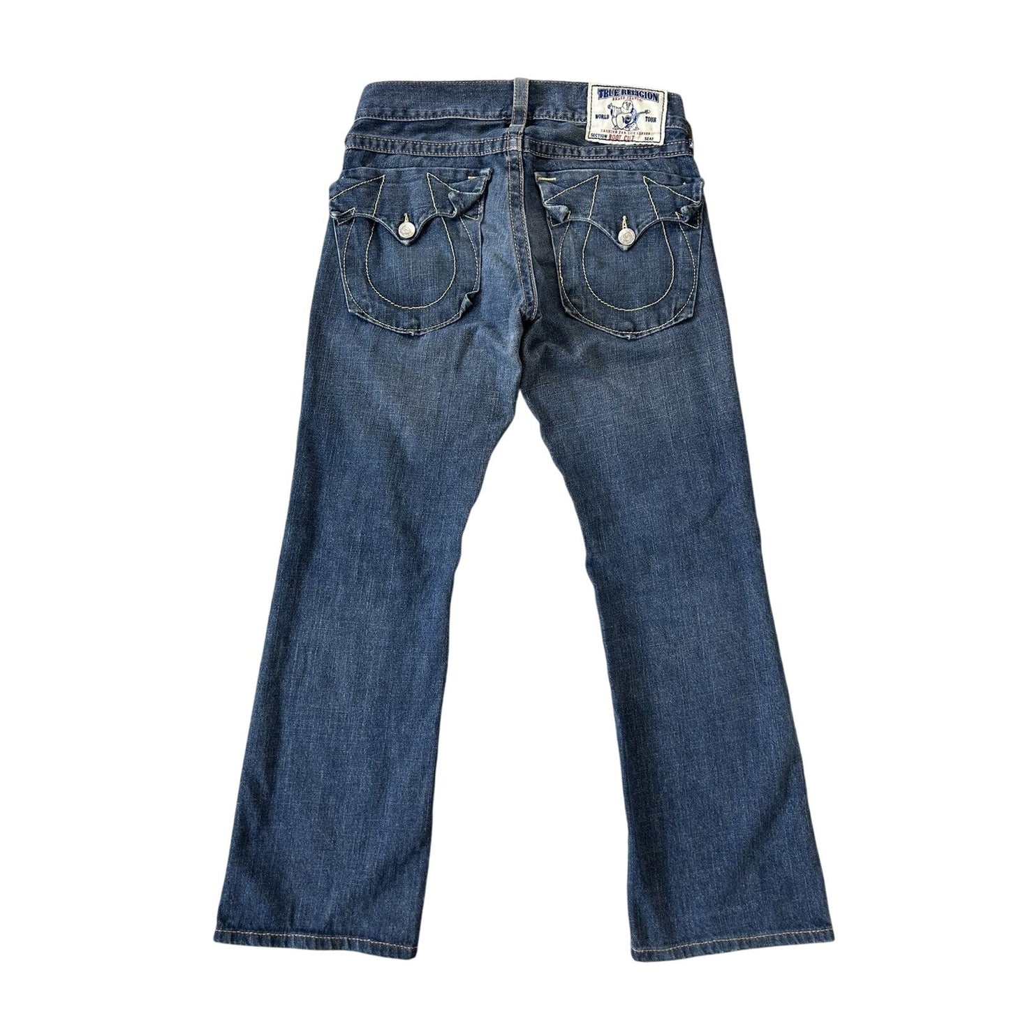 True Religion blue jeans white stitching Y2K bootcut