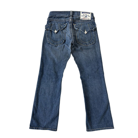True Religion blue jeans white stitching Y2K bootcut