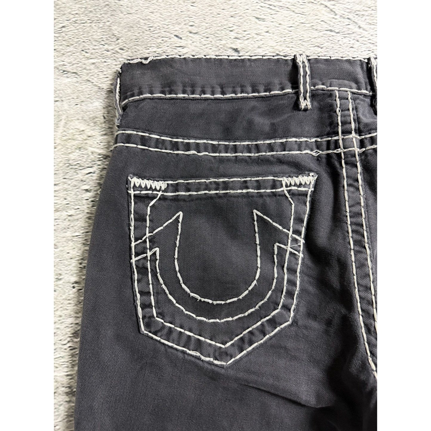 True Religion black jeans white thick stitching Y2K Straight