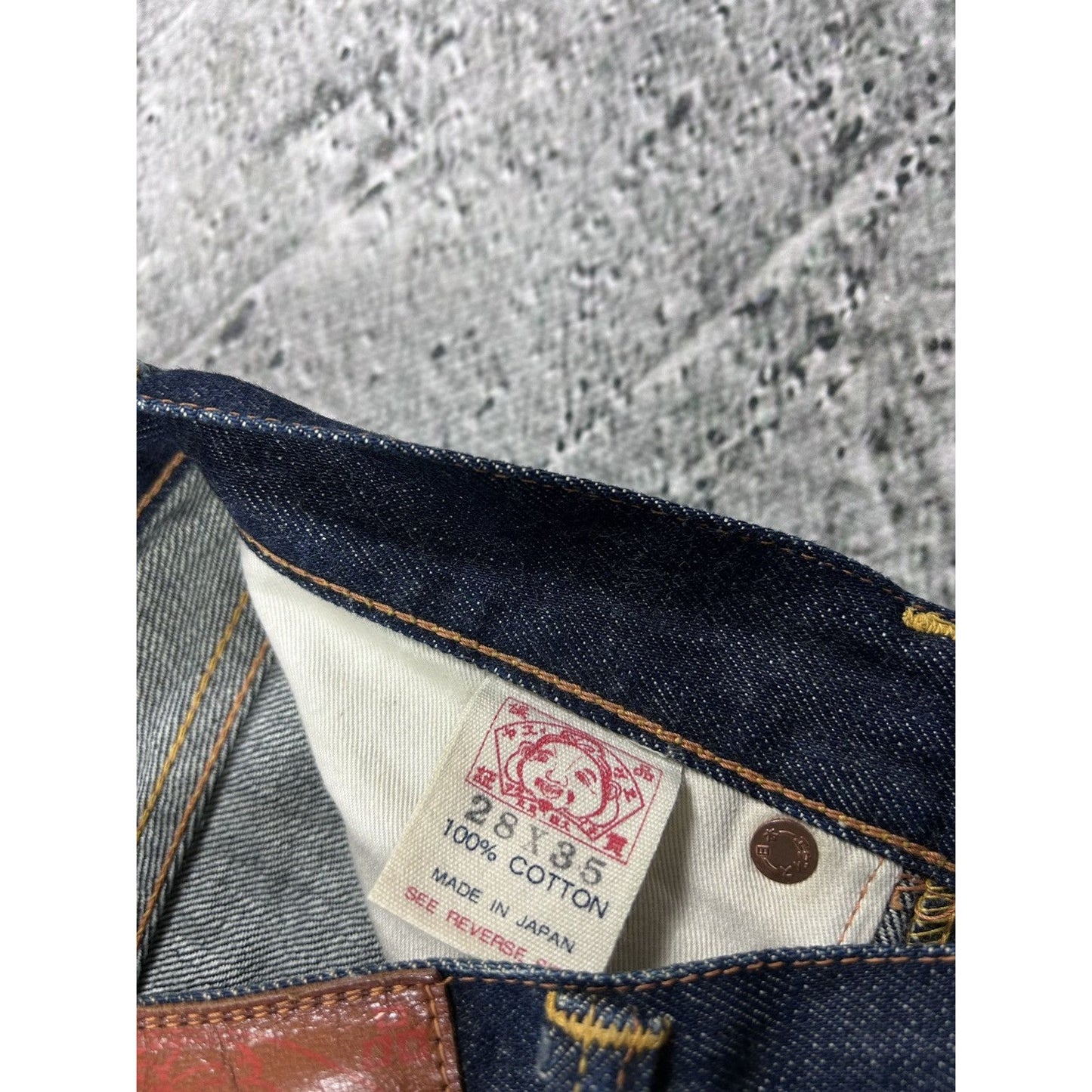 Evisu jeans vintage dark navy selvedge denim white seagull