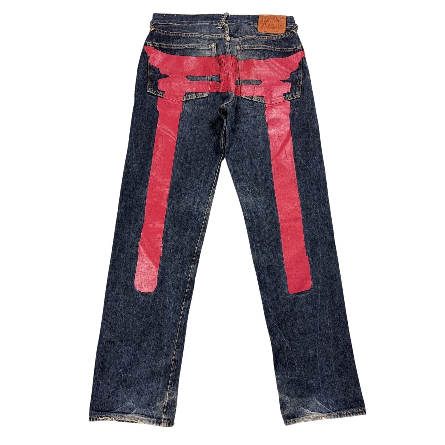 Evisu jeans daicock big logo red selvedge denim