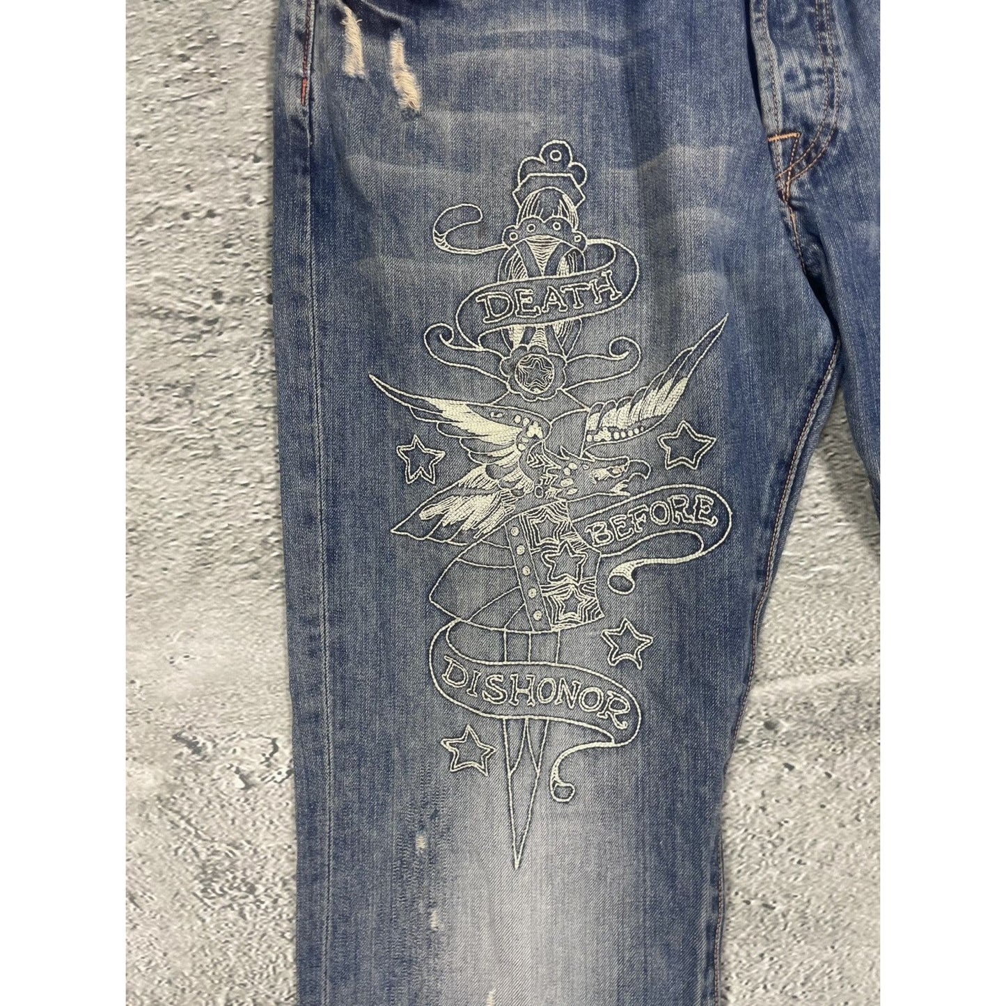Ed Hardy Christian Audigier vintage jeans big logo pants