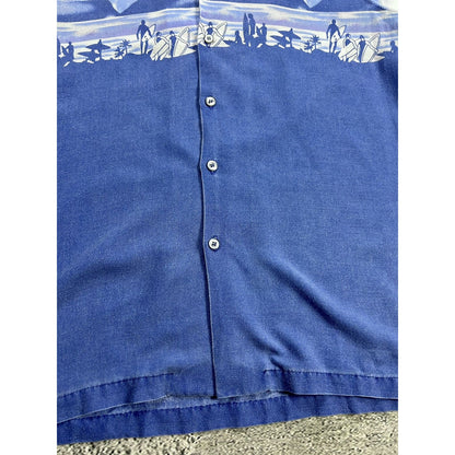 Hawaiian Shirt vintage Daymo made in USA blue beach surf 80s