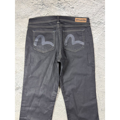 Evisu x Puma vintage waxed black jeans seagulls Y2K