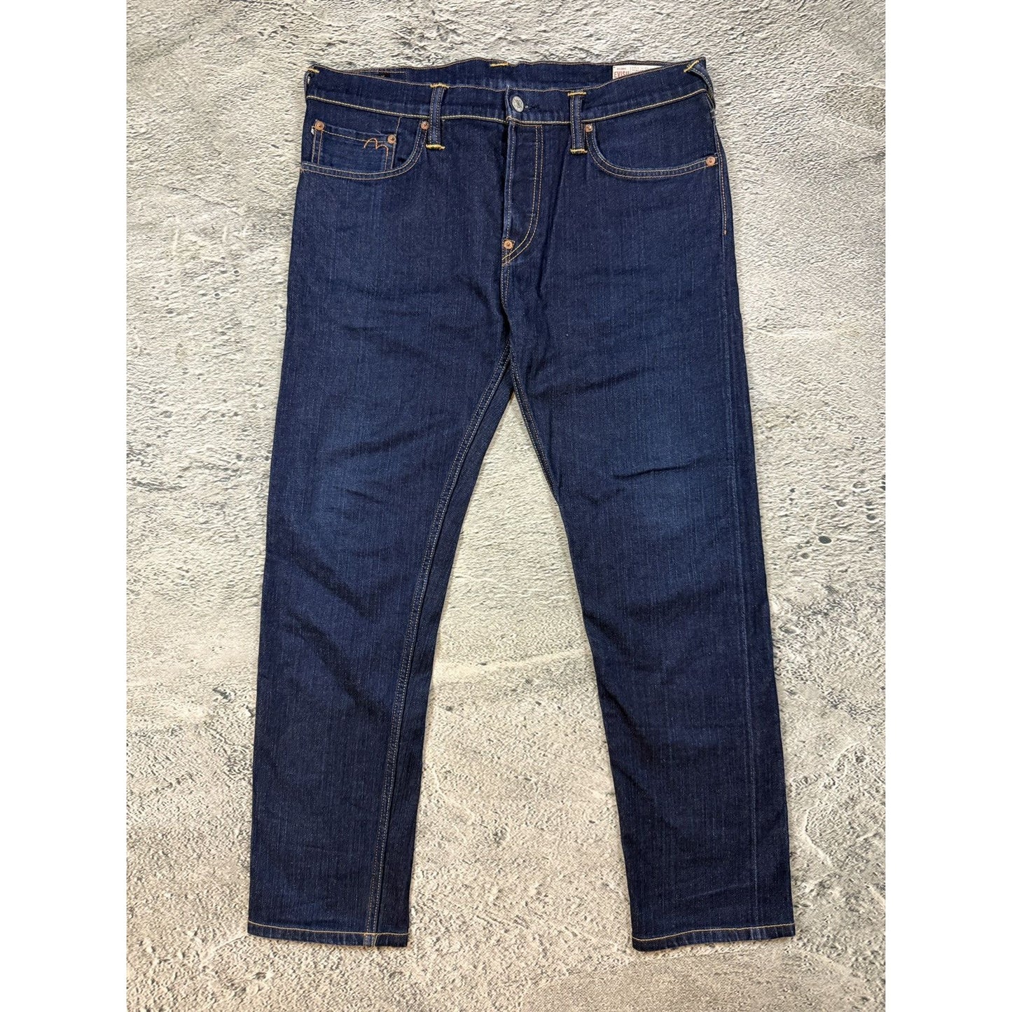 Evisu jeans daicock red big logo navy raw denim Selvedge
