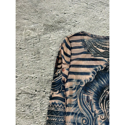 Jean Paul Gaultier Lindex Tattoo Mesh Top longsleeve blouse