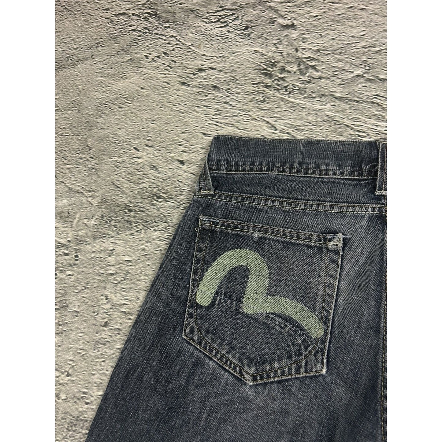 Evisu x Puma jeans vintage grey bootcut mint seagulls