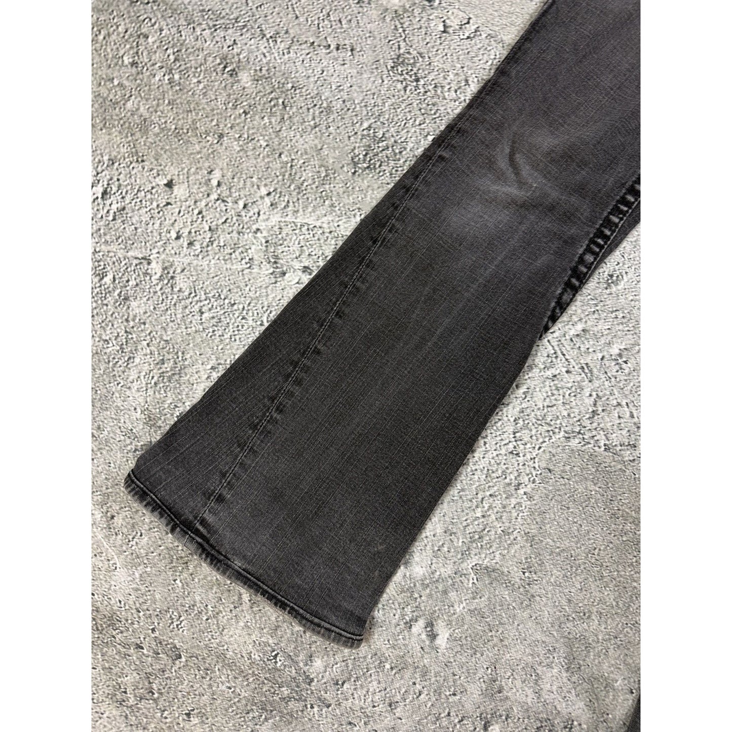 True Religion jeans grey black thick stitching flared Joey