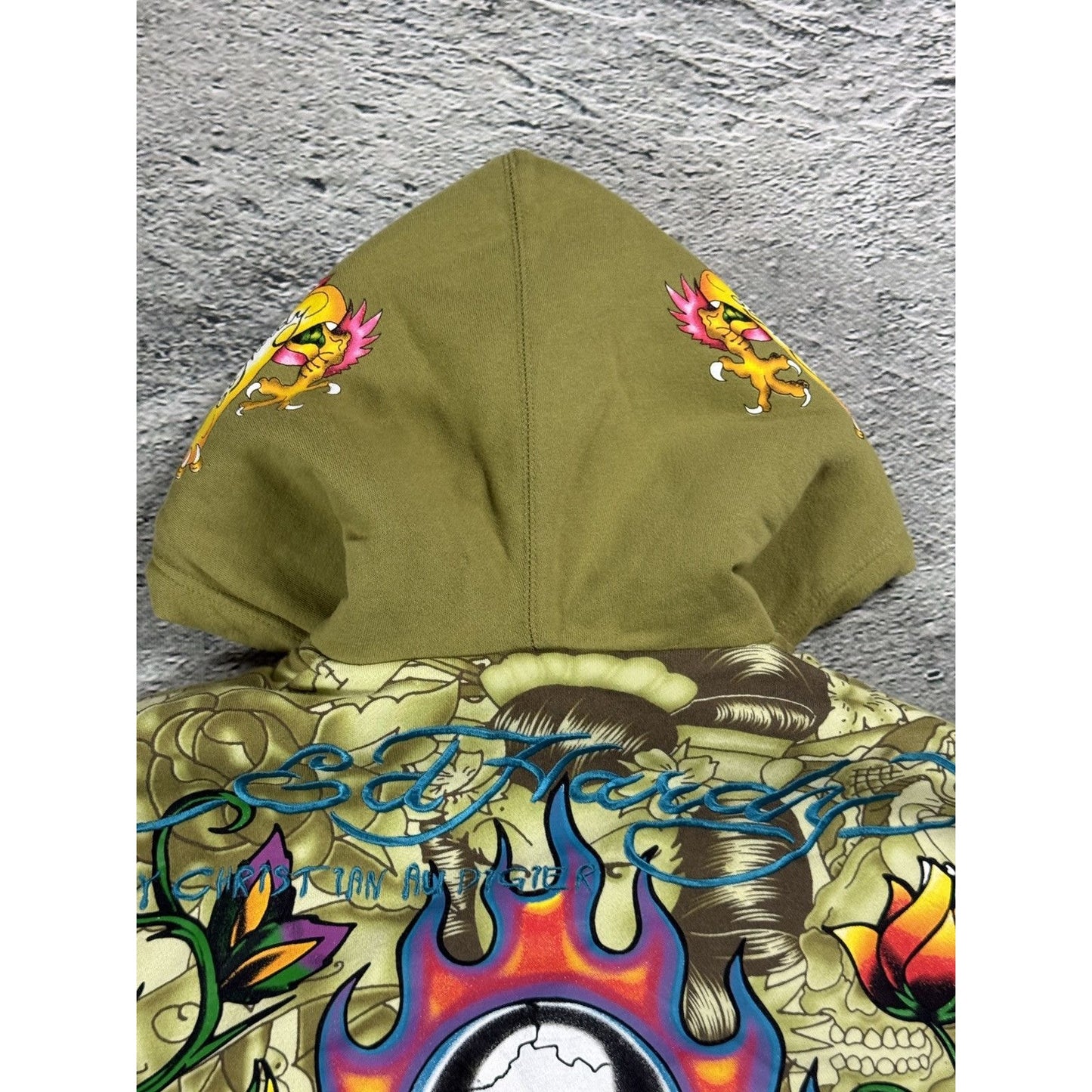 Ed Hardy zip hoodie furry vintage Y2K Christian Audigier fur