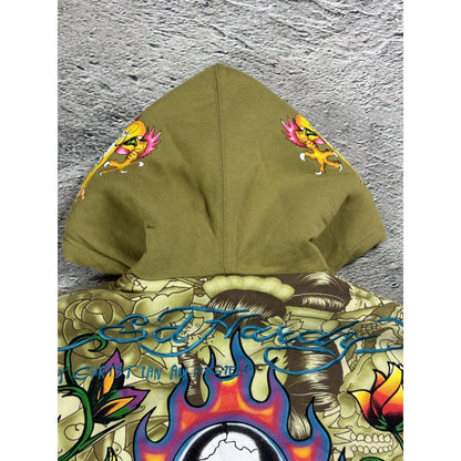 Ed Hardy zip hoodie furry vintage Y2K Christian Audigier fur