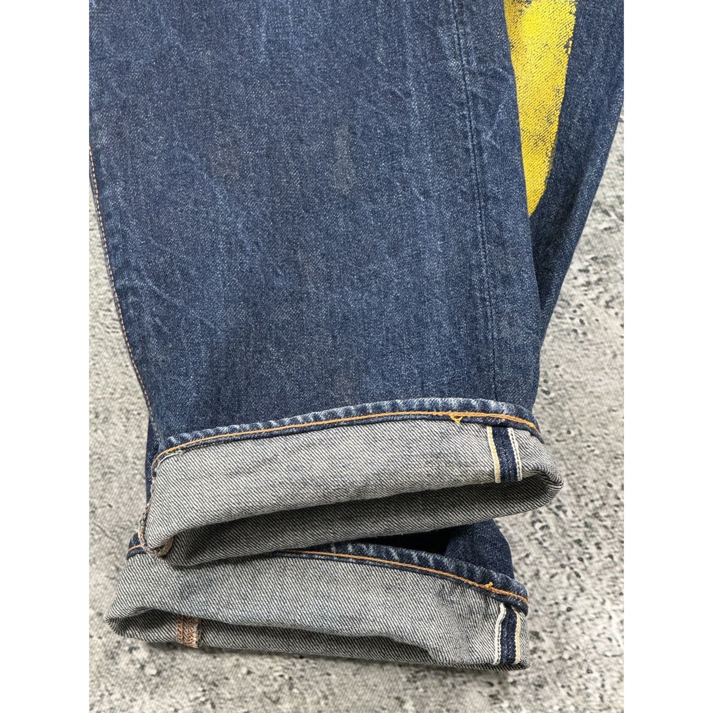 Evisu jeans daicock big logo yellow selvedge denim Japan
