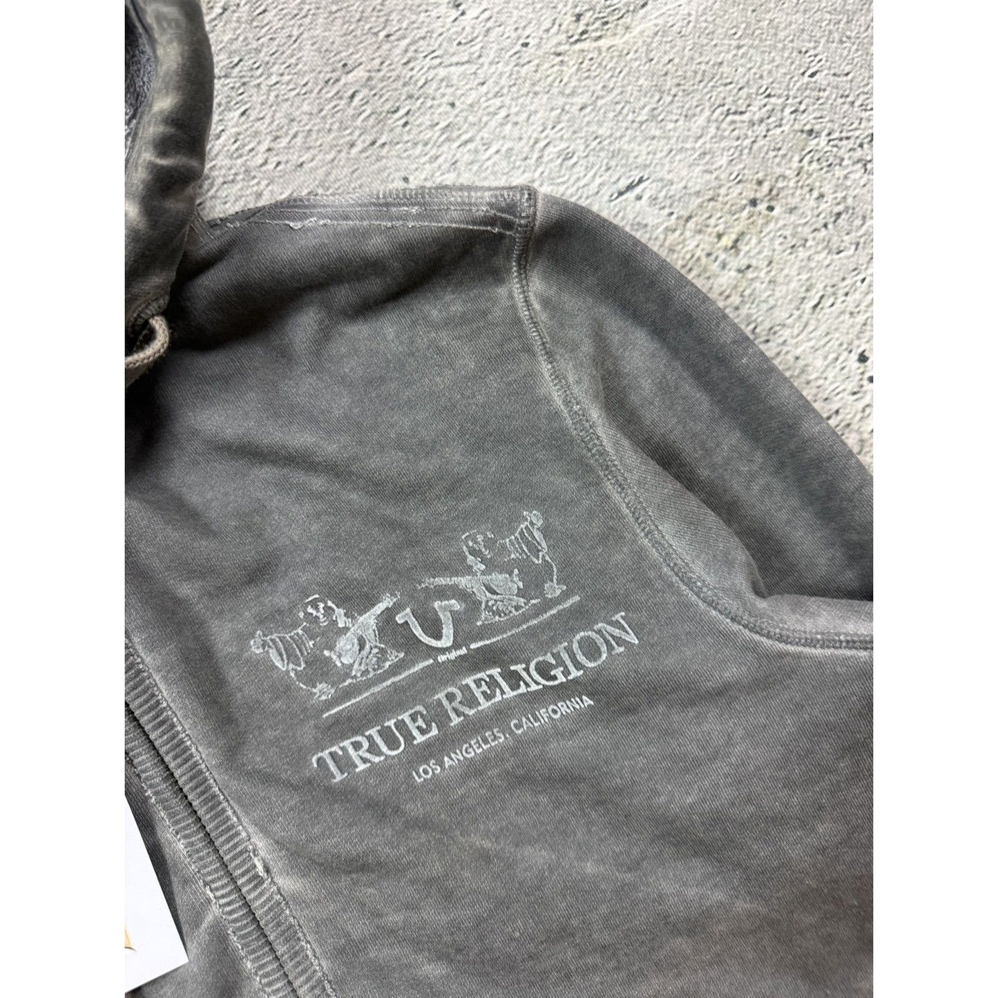 True Religion zip hoodie gray vintage fade Y2K