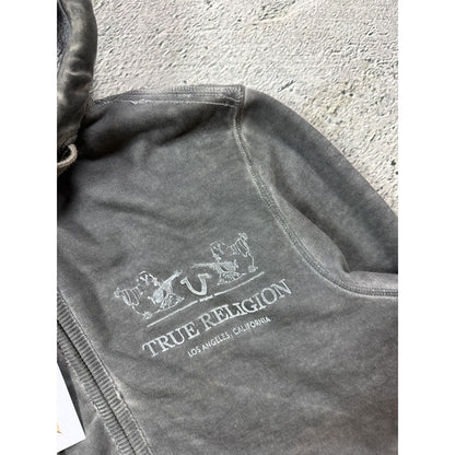 True Religion zip hoodie gray vintage fade Y2K