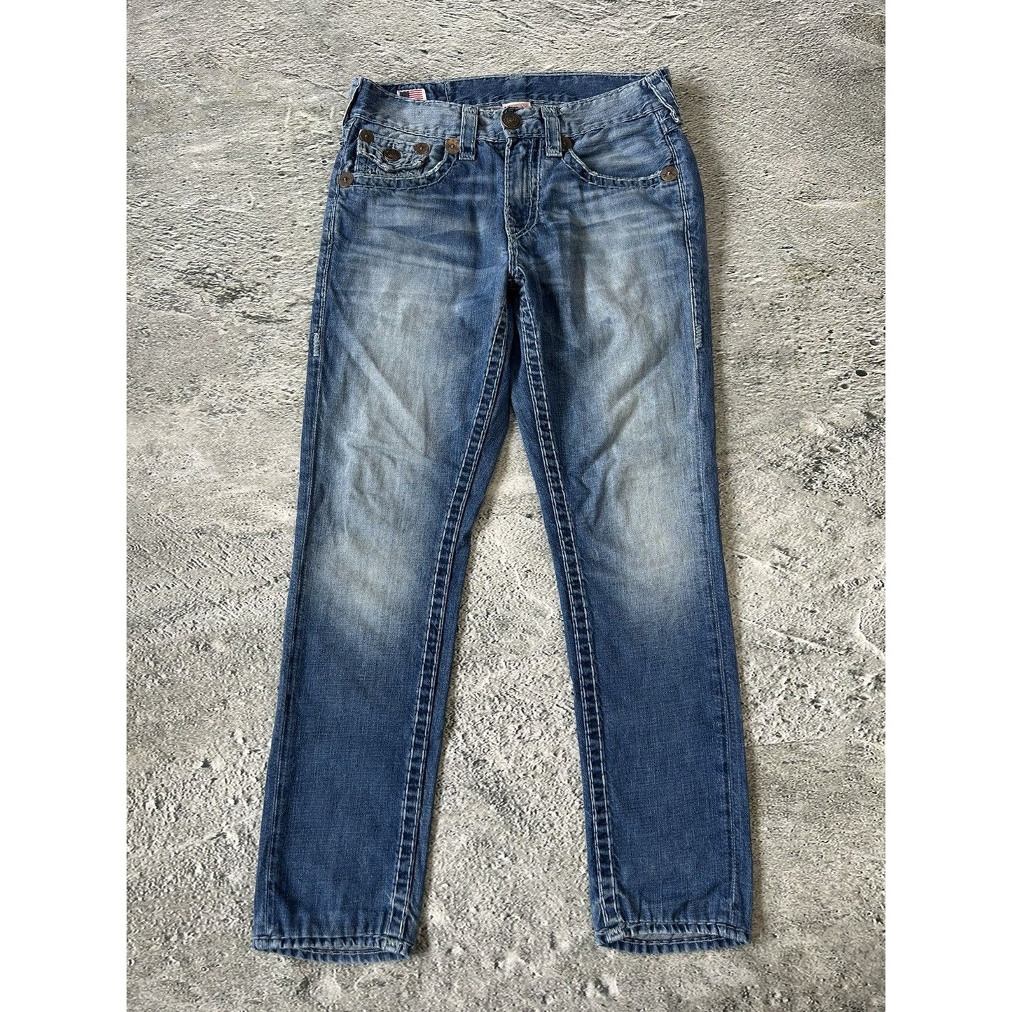 True Religion vintage jeans Blue thick stitching Vince Y2K