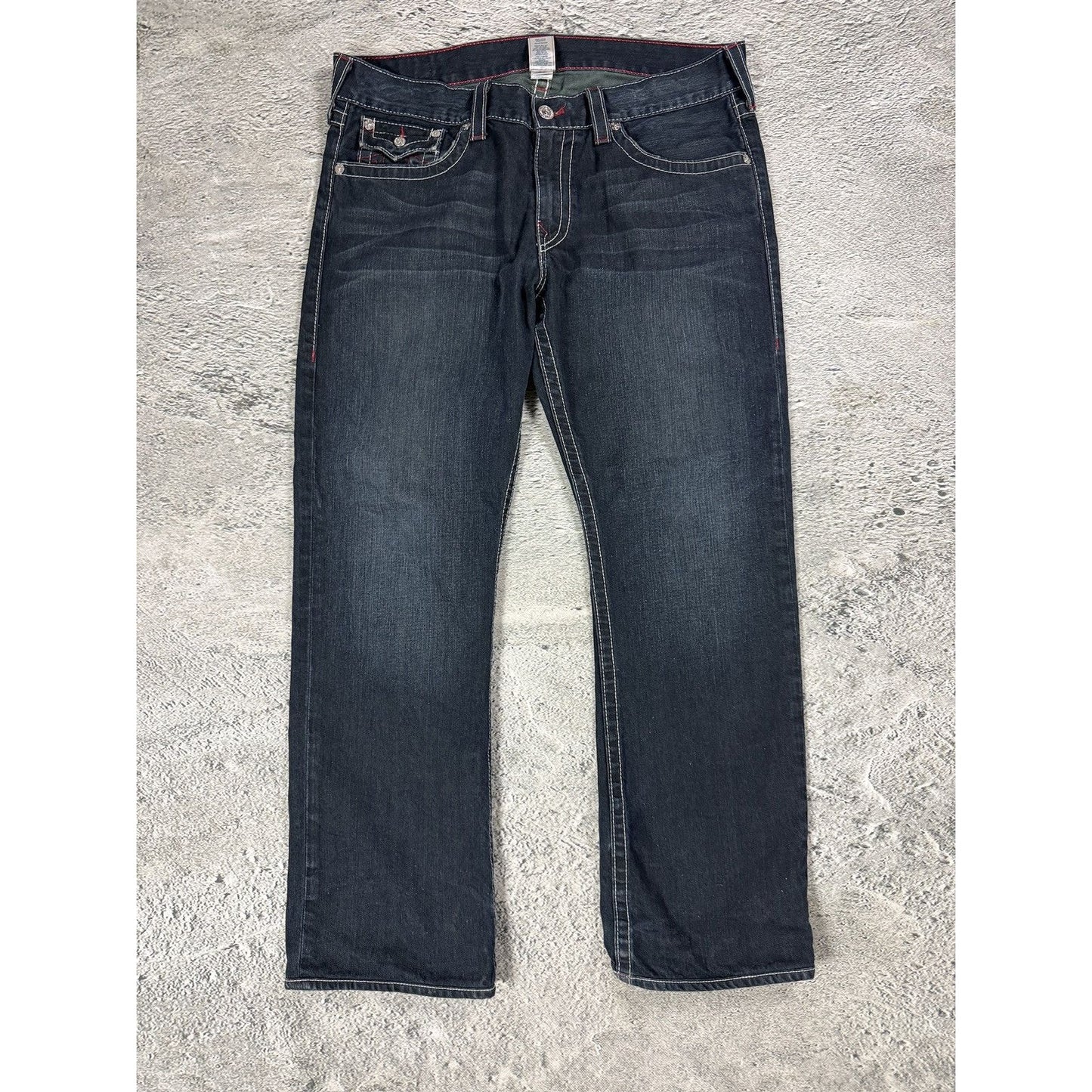 True Religion jeans straight denim red rope stitching