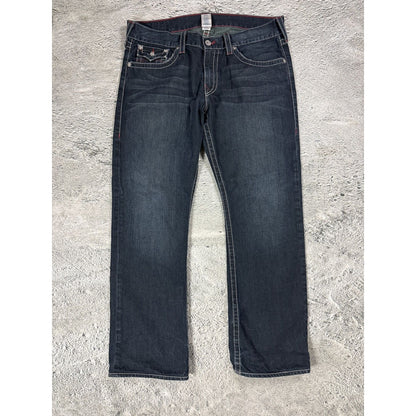 True Religion jeans straight denim red rope stitching
