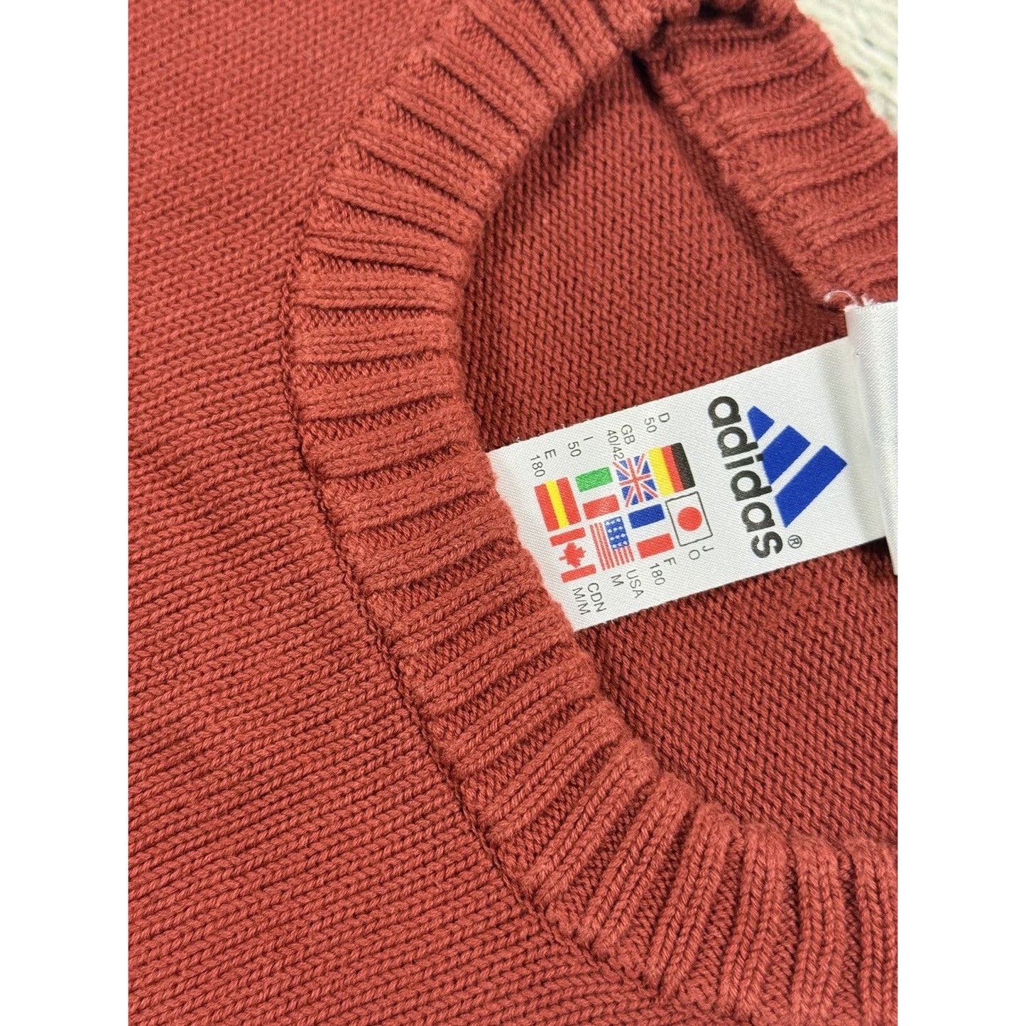 Adidas sweater red big logo 2000s knit