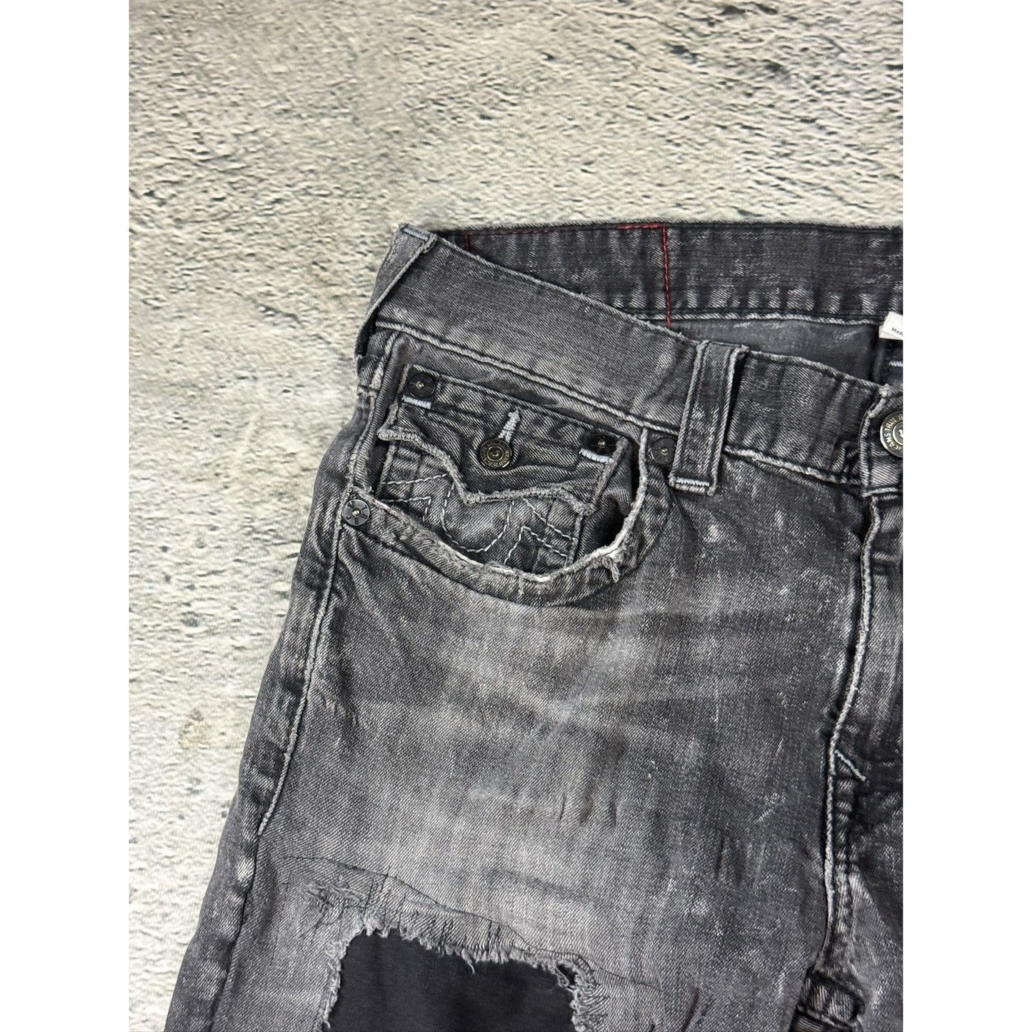 True Religion washed grey dark black jeans straight