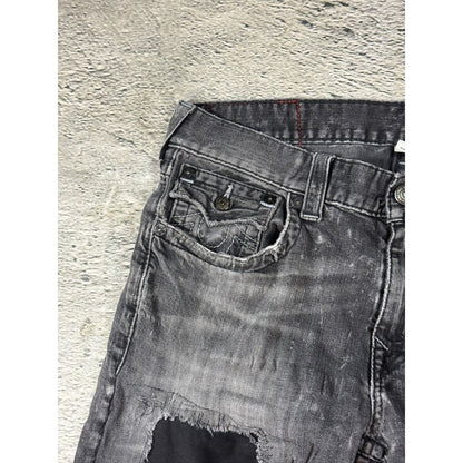 True Religion washed grey dark black jeans straight