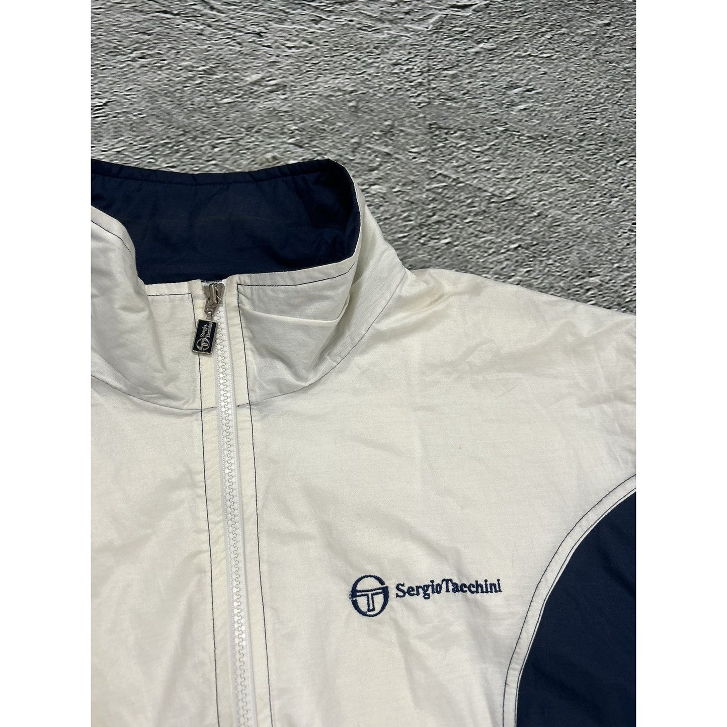 Sergio Tacchini track jacket vintage nylon navy white