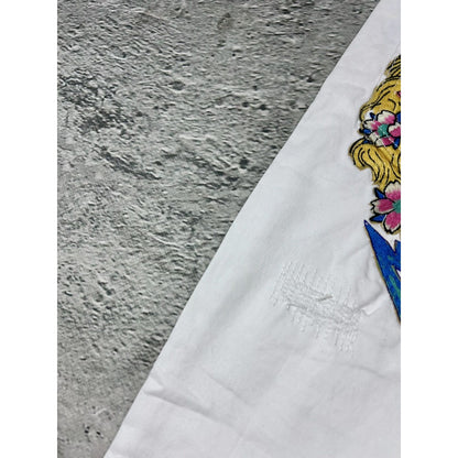 Ed Hardy white vintage jeans skull embroidered pants flowers