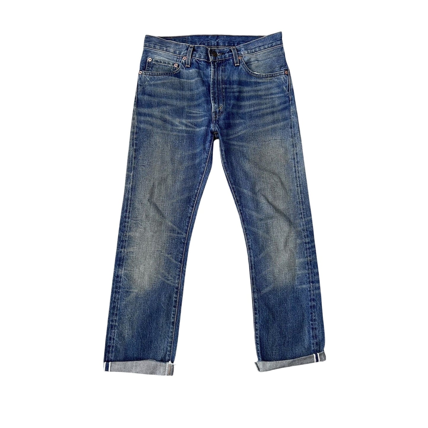 Levis Big E Selvedge Denim Distressed Jeans 505 - 0217