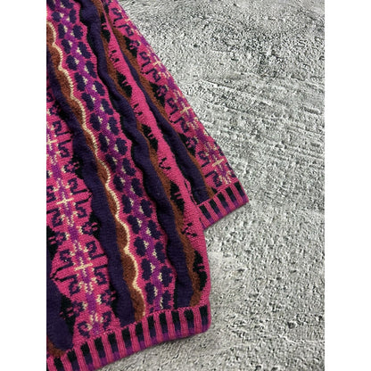 vintage cardigan multicolor cable knit Coogi style sweater
