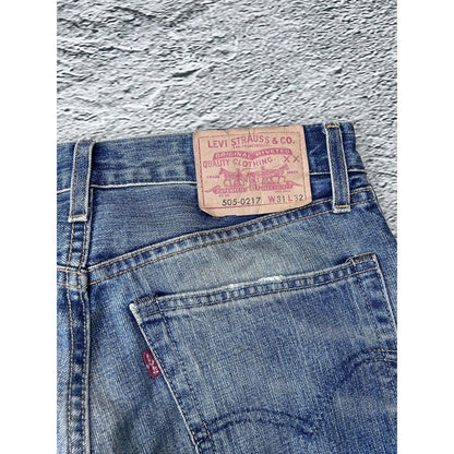 Levis Big E Selvedge Denim Distressed Jeans 505 - 0217