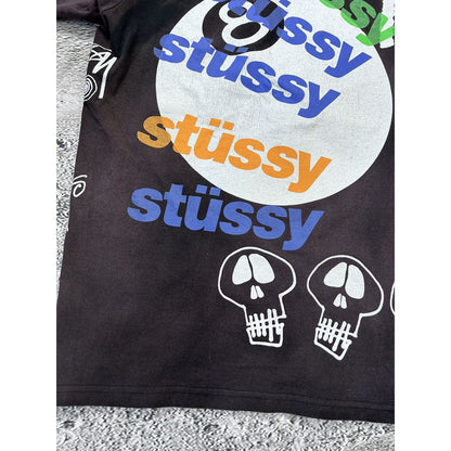 Stussy 8 ball t-shirt big logo vintage black