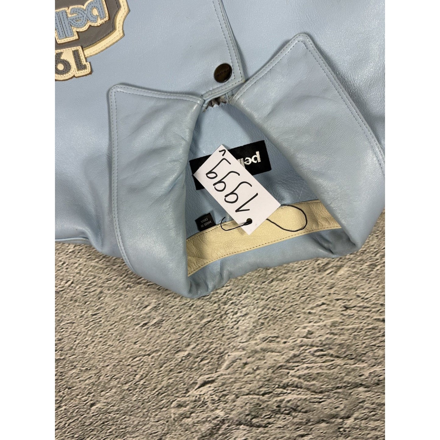 Pelle Pelle leather jacket white blue big logo turquoise