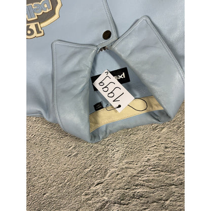 Pelle Pelle leather jacket white blue big logo turquoise