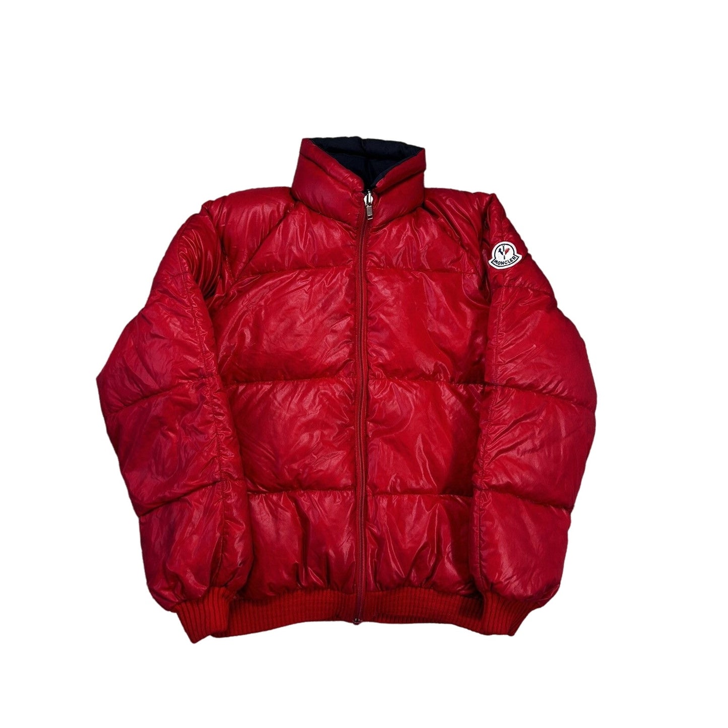 Moncler puffer jacket reversible vintage down red navy