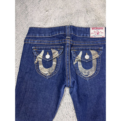 True Religion jeans Flared bootcut navy silver blue painted