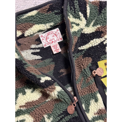 Evisu fleece sweatshirt camo green khaki cargo zip