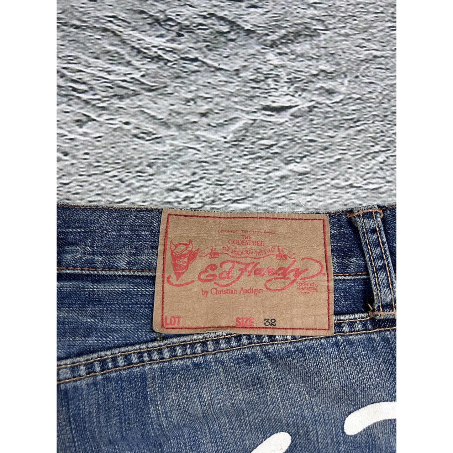 Ed Hardy Christian Audigier vintage jeans big logo pants