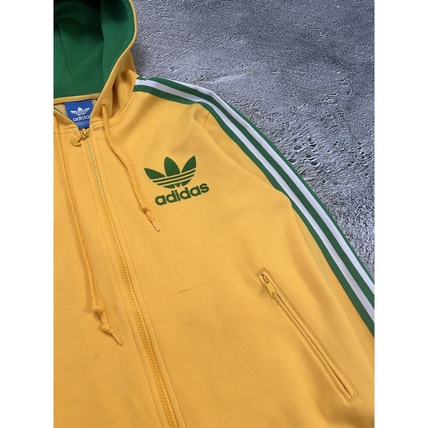 Adidas Brazil zip hoodie tech drill Y2K yellow green