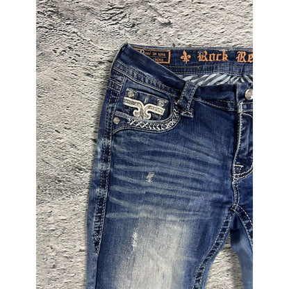 Rock Revival vintage rhinestone snakeskin jeans Y2K flared