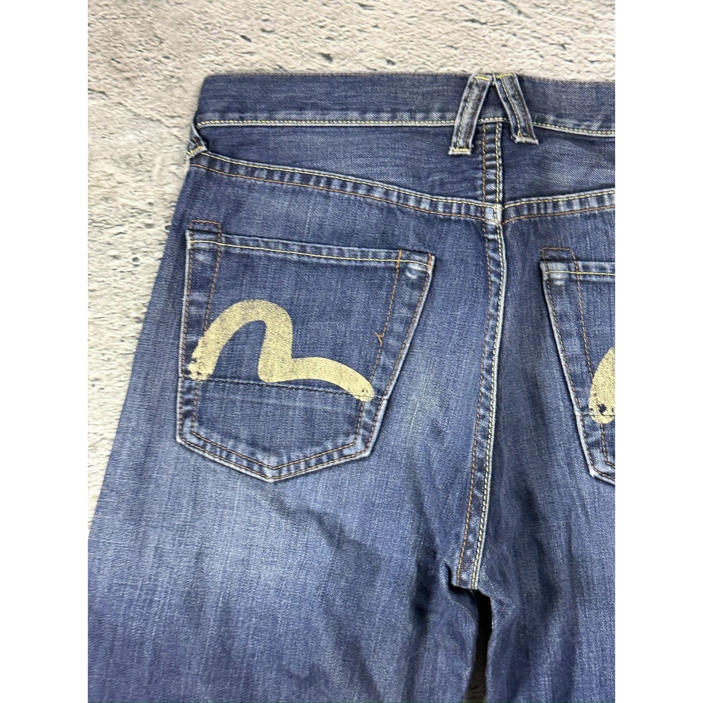 Evisu jeans vintage navy blue white seagulls EU ED