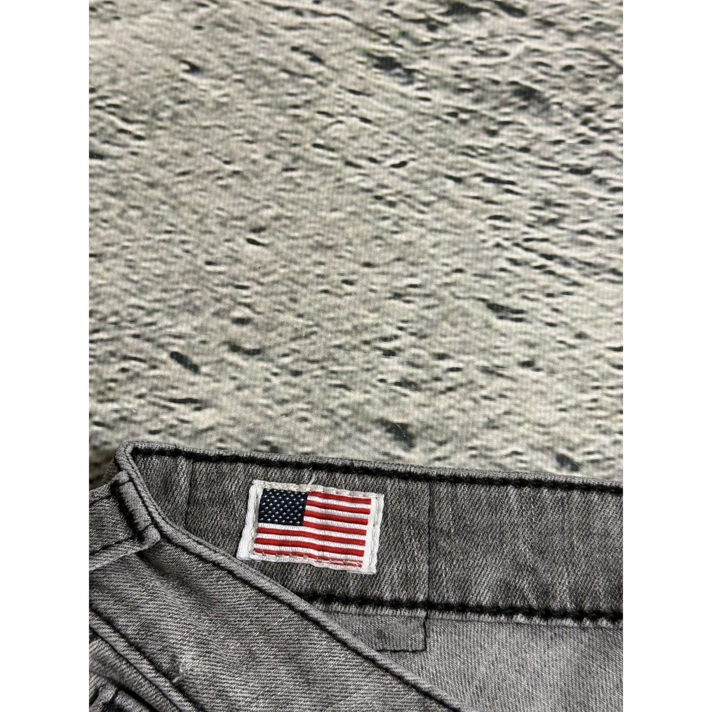 True Religion jeans grey black thick stitching flared Billy