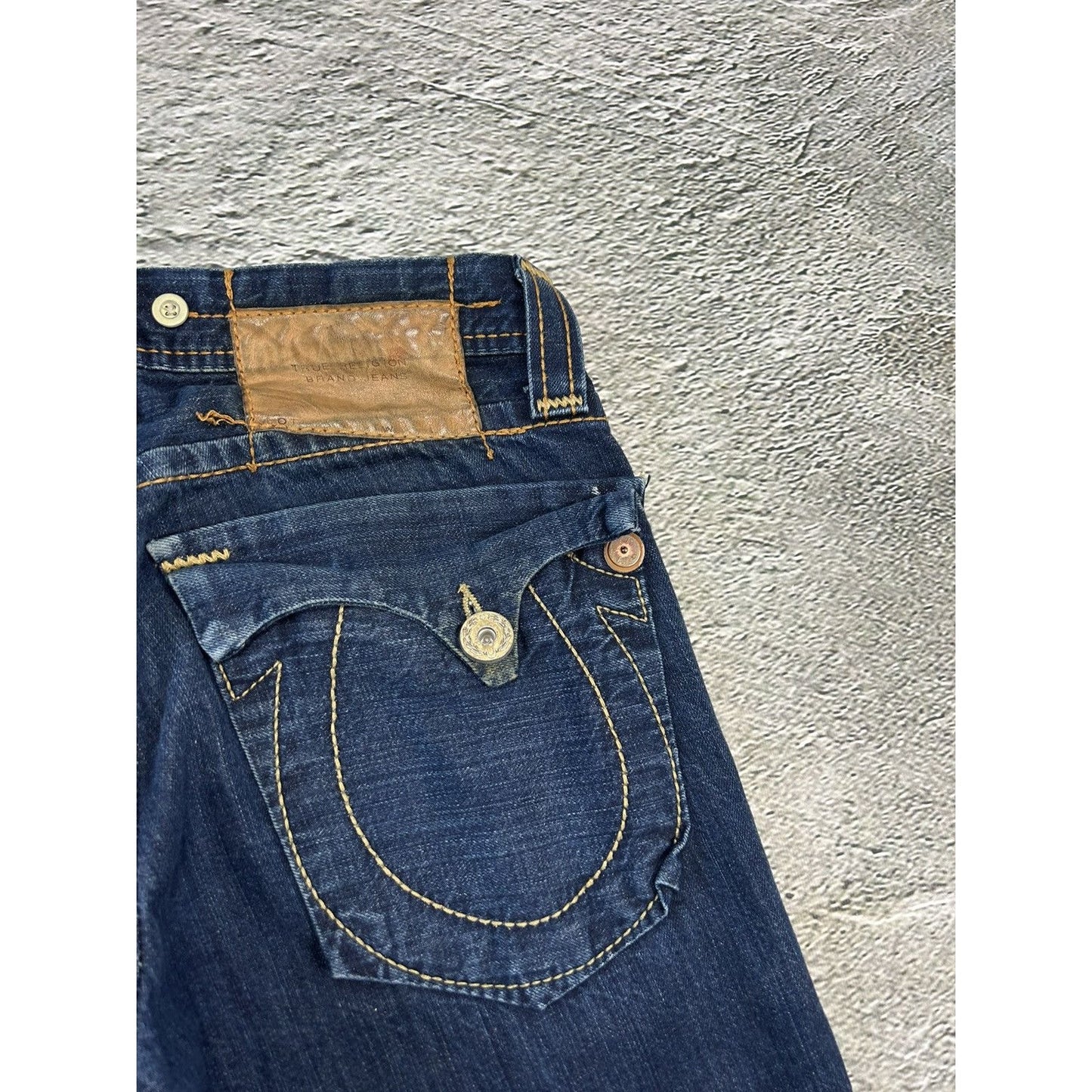 True Religion blue jeans thick stitching baggy Y2K