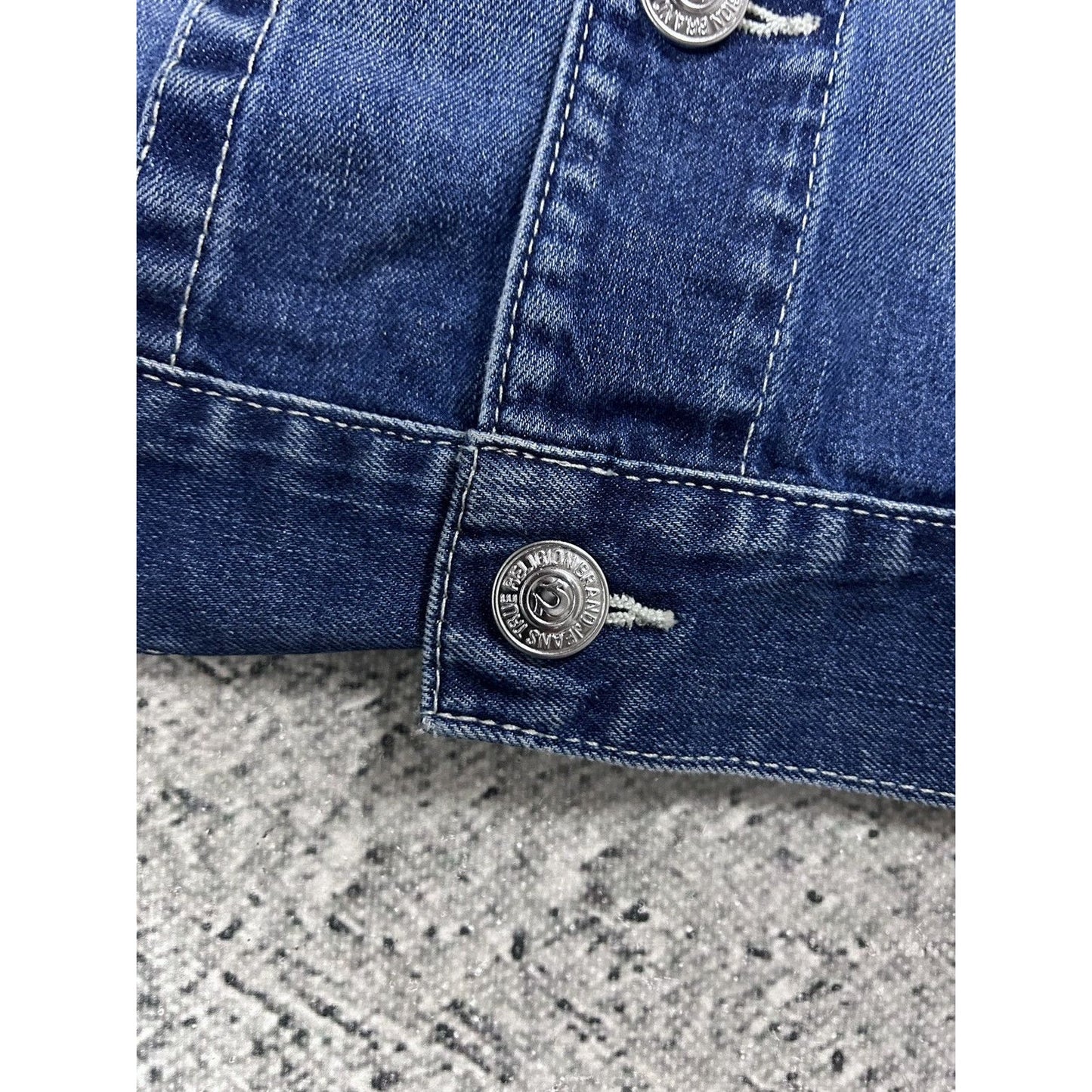 True Religion denim jacket trucker washed blue White