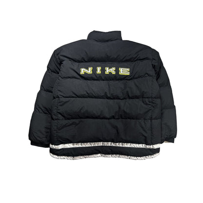 Nike black puffer jacket big logo vintage 90s reversible