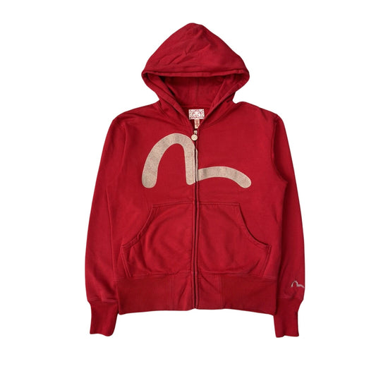 Evisu zip hoodie red vintage embroidery big seagull logo
