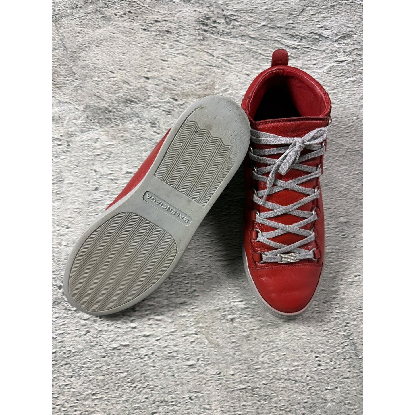 Balenciaga Arena Red Gray High Top Sneakers Swag