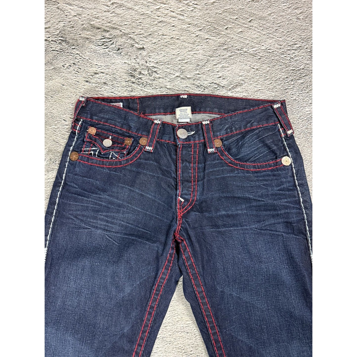 True Religion jeans straight vintage denim pants navy red