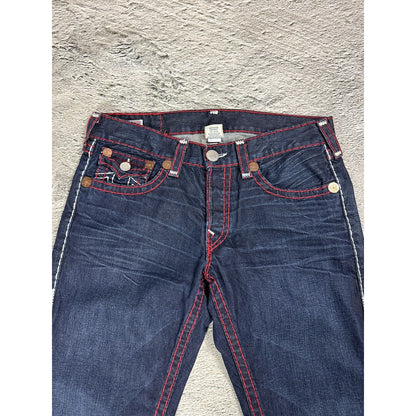 True Religion jeans straight vintage denim pants navy red
